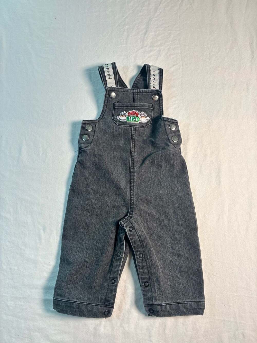 Friends Central Perk Baby Denim Overalls Size 9M